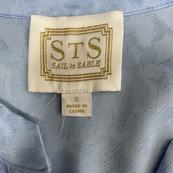 Sail to Sable Blue Animal Print Tiered Button Front Long Sleeve Dress Small - Picture 11 of 12